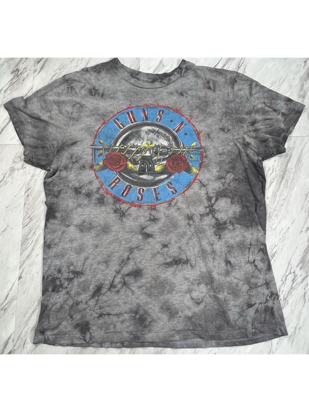 Guns N Roses Tie Dye Band Tee Gray Graphic Shirt Men’s XXL #13